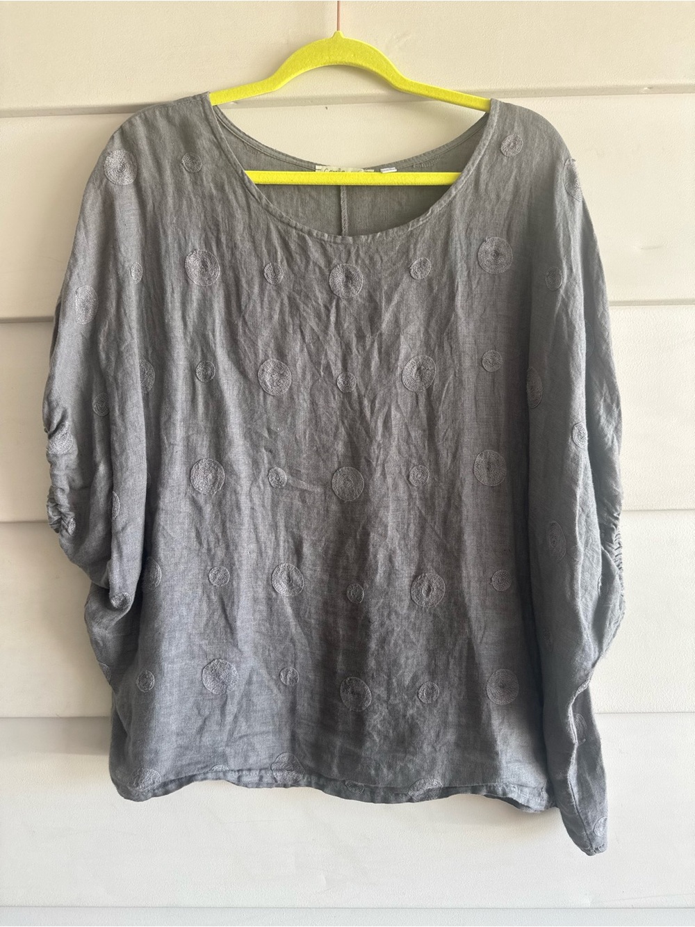 Camille & Co Gray Linen Oversized Top M